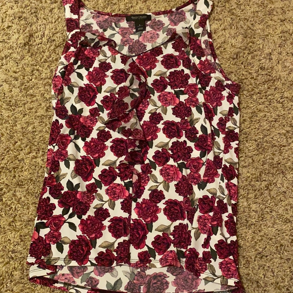 purple and pink flowered tank top